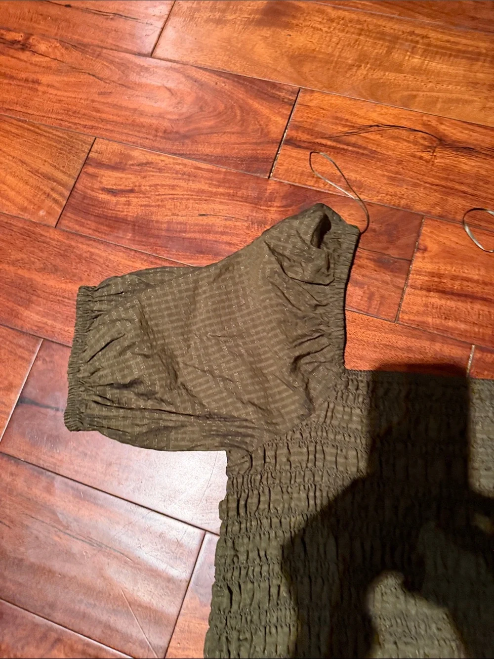 Old Navy Olive Green Smocked Puff Sleeve Top